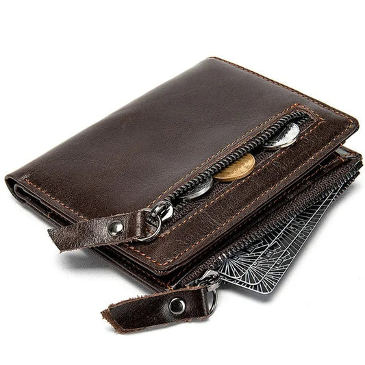 Secure Style: Men's RFID Bifold Card Holder Wallet in Genuine Leather