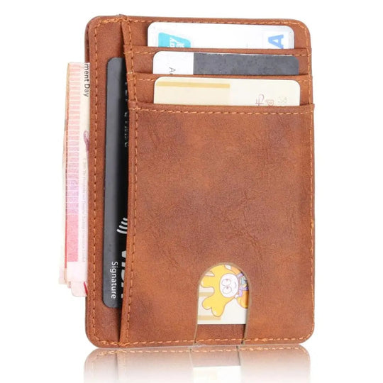 Rfid Anti-magnetic Card Holders: Leather Card Holder Wallet for men