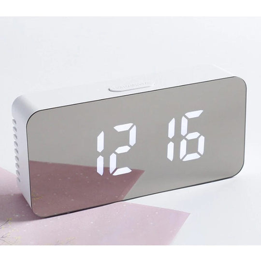 Ganxin Mirror Electronic Digital Alarm Clock: Wall Mounted with Thermometer, LED Night Light, and Travel Function