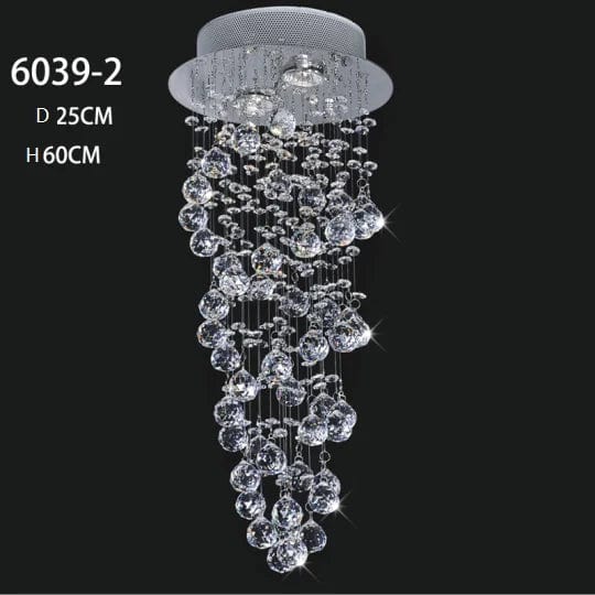 Contemporary Opulence: Luxury Modern K9 Crystal Ceiling Lights - Small Fixtures with Spiral Crystal Design