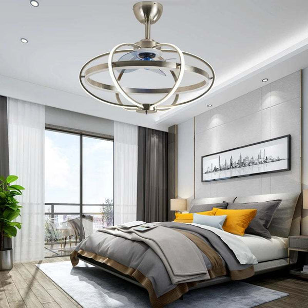 Seamless Comfort: Invisible Ceiling Fan with Remote Control - LED Light for Tranquil Bedroom and Living Room Atmosphere