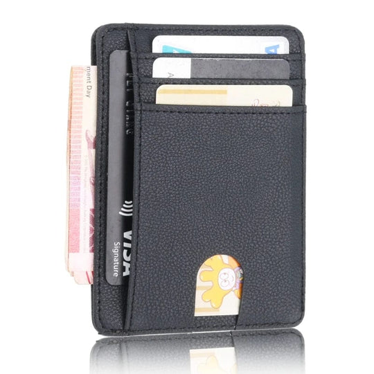 Rfid Anti-magnetic Card Holders: Leather Card Holder Wallet for men