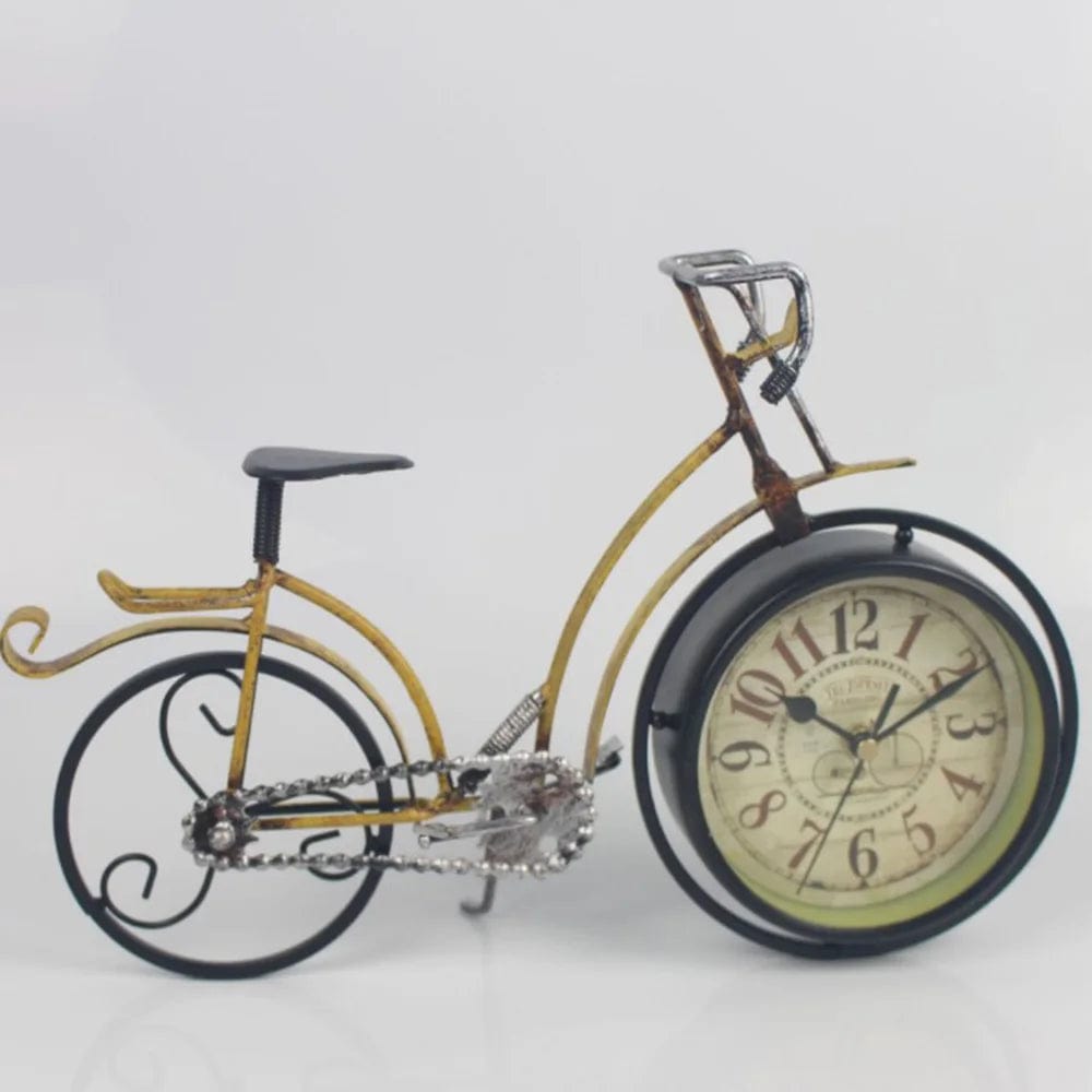 Quirky Vintage Iron Bicycle Table Clock: Bursting with Vibrant Colors