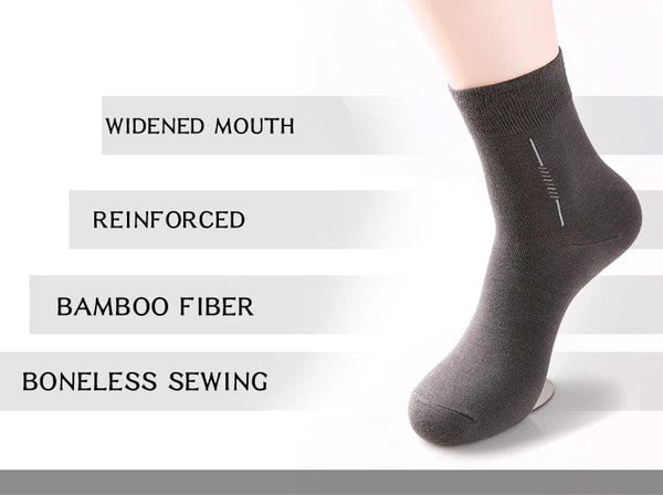 Diabetic Breathable socks anti odor black organic bamboo fiber socks vertical line deodorant crew socks