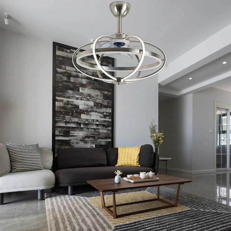 Seamless Comfort: Invisible Ceiling Fan with Remote Control - LED Light for Tranquil Bedroom and Living Room Atmosphere