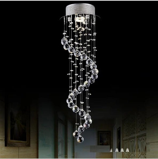 Contemporary Opulence: Luxury Modern K9 Crystal Ceiling Lights - Small Fixtures with Spiral Crystal Design