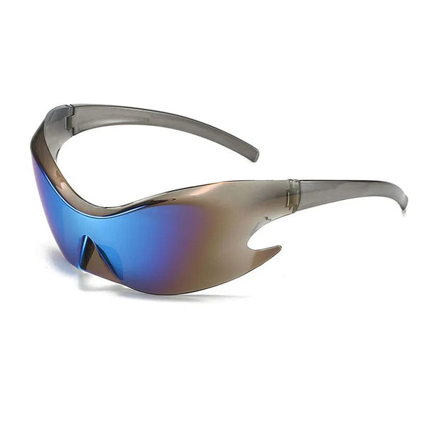 Oversized Futuristic Y2K Shield Sun Glasses - Wrap Around Fashion for Men and Women, Superhero Chic Sunglasses Shades