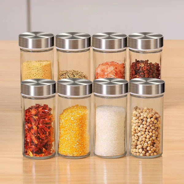 Rotating Metal Storage for Clear Seasoning Spice Jars - Spice Rack Set