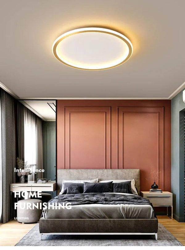 Cozy Elegance: Super Slim Warm White Flush Mount LED Ceiling Light - Perfect for Bedroom and Living Room Ambiance