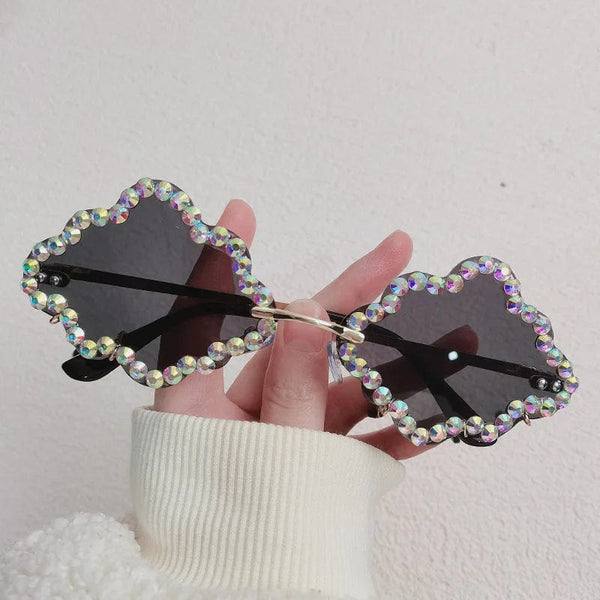 Luxury Trendy Cloud-Shaped Shades - Fashion Designer Rhinestone Sunglasses for Women