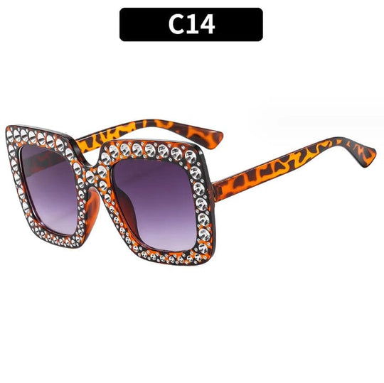 Luxury Oversize Retro Square Sunglasses with Rhinestone Bling: Newest Fashion for Women