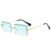 Trendy Luxury Vintage Rectangle Sunglasses for Women: Oversized Rimless Shades