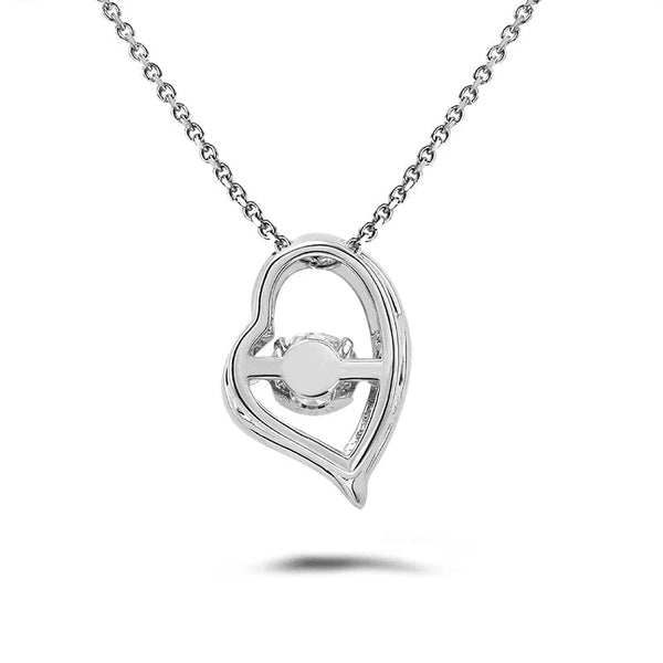 Redoors Jewelry Wholesale - Sterling Silver Heart-Shaped Moissanite & CZ Pendant Necklace