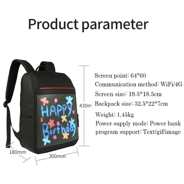 Bluetooth Smart LED Backpack - Your Dynamic Mobile Billboard