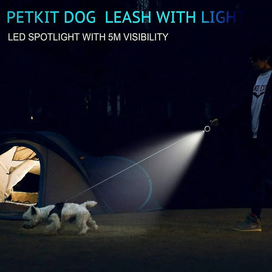 Retractable Dog Leash with LED Light for Small-Medium Dogs RGB flowing light and color