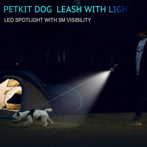 Retractable Dog Leash with LED Light for Small-Medium Dogs RGB flowing light and color