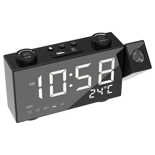 LED Projection Alarm Clock: Digital Table or Wall Clock with Radio Functionality