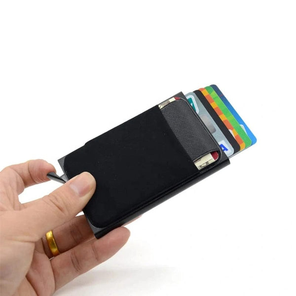 RFID Blocking Auto pop-up Card Holder Smart Wallet PU Leather Money Clip Front Pocket Card Holder