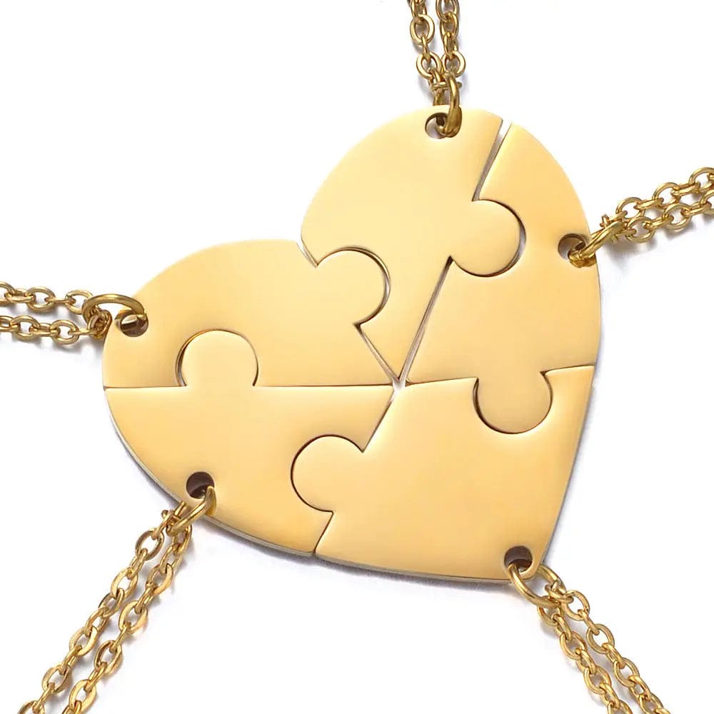 Forever Linked Hearts: Personalize Your Bond with Our Stainless Steel Puzzle Necklace