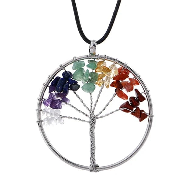 Embrace Serenity: Tree of Life Pendant Amethyst Rose Crystal Necklace for Chakra Harmony