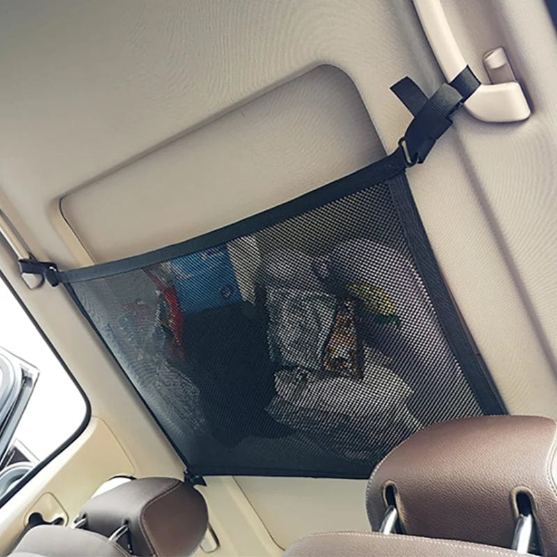 Maximize Storage with Style: Black Vehicle Ceiling Pocket Cargo Net - The Essential Car Organizer