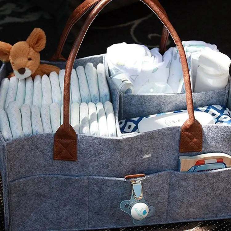 Diaper Caddy and Wet Bag Foldable Felt Storage Bag - Felt Diaper Caddy