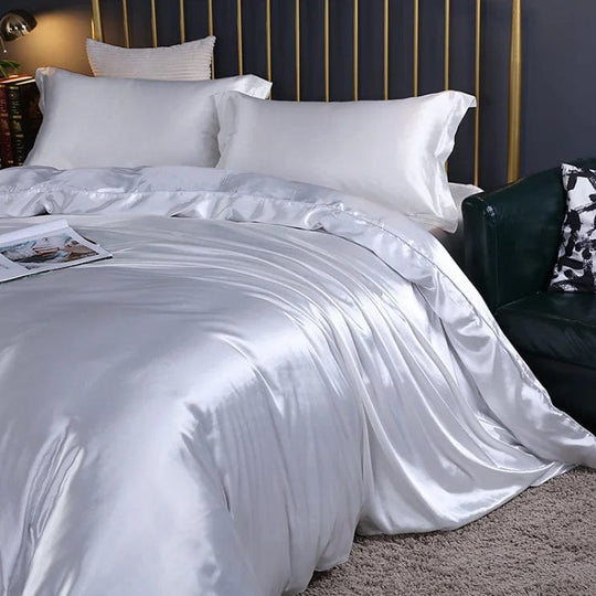 Manufacturer 19Momme Silk Bed Sheet Fitted Sheet Duvet Cover 4Pcs Bedding Set