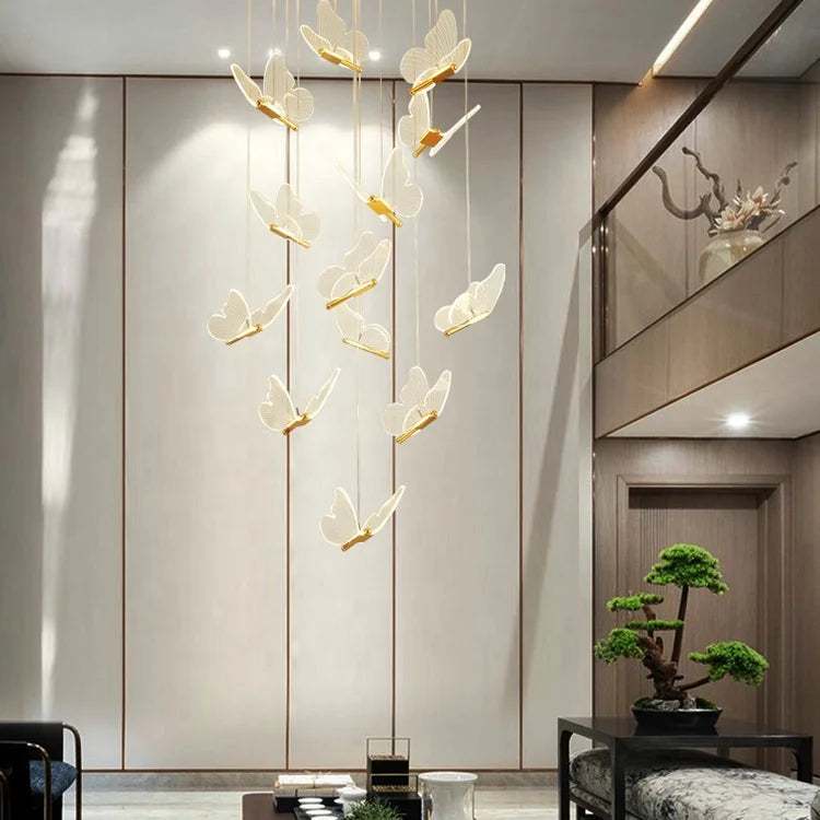 Butterfly Elegance: Acrylic Shape Ceiling Lamp – Captivating Decor Lighting for Hotel, Villa, and Staircases