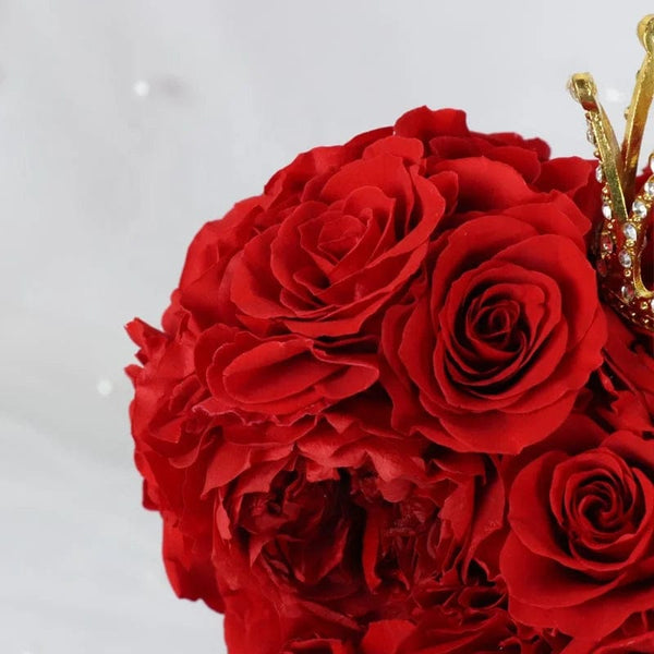 Regal Romance: Luxurious Gorgeous Romantic Preserved Rose Bear with Crown