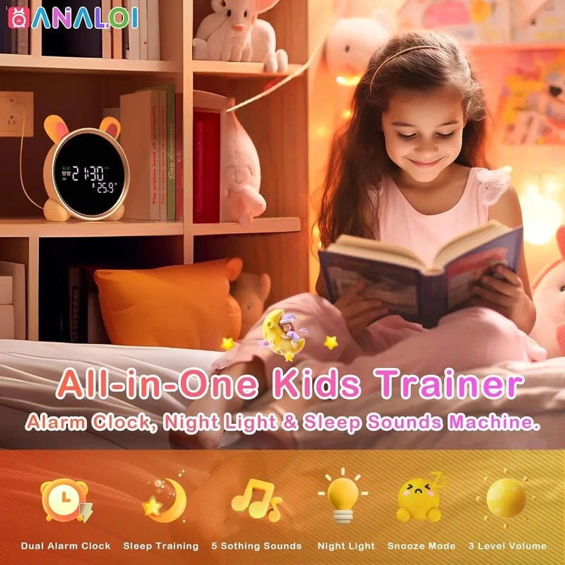 Kids Alarm Clock with 7 Colors Changing Night Light - Small LED Digital Desk Clock