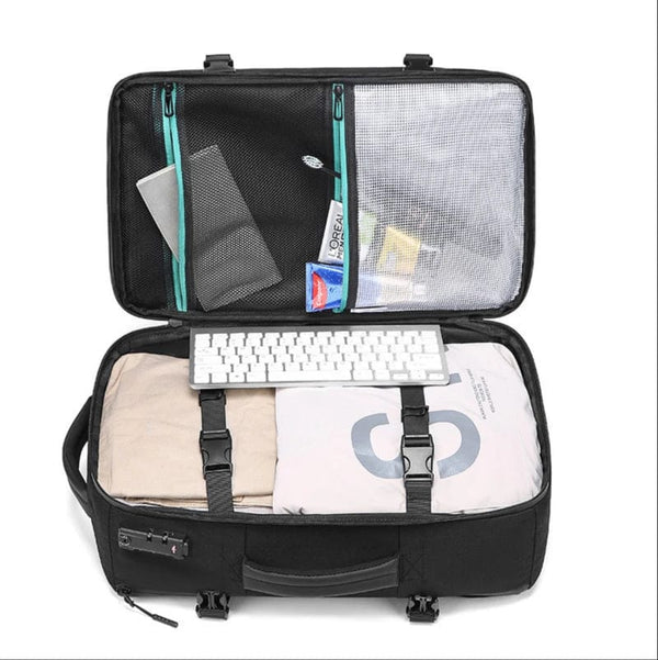 Black Waterproof Elegance: Large Capacity Business Backpack for Modern Travelers