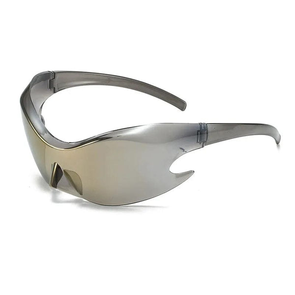 Oversized Futuristic Y2K Shield Sun Glasses - Wrap Around Fashion for Men and Women, Superhero Chic Sunglasses Shades