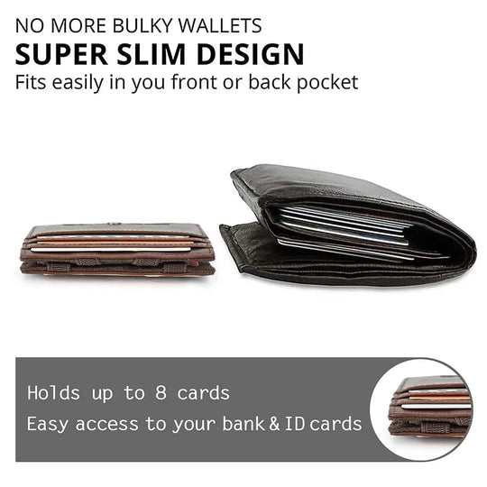 Magic Wallet Gift Men's RFID Protection Money Clip Small Genuine Leather Slim Wallet