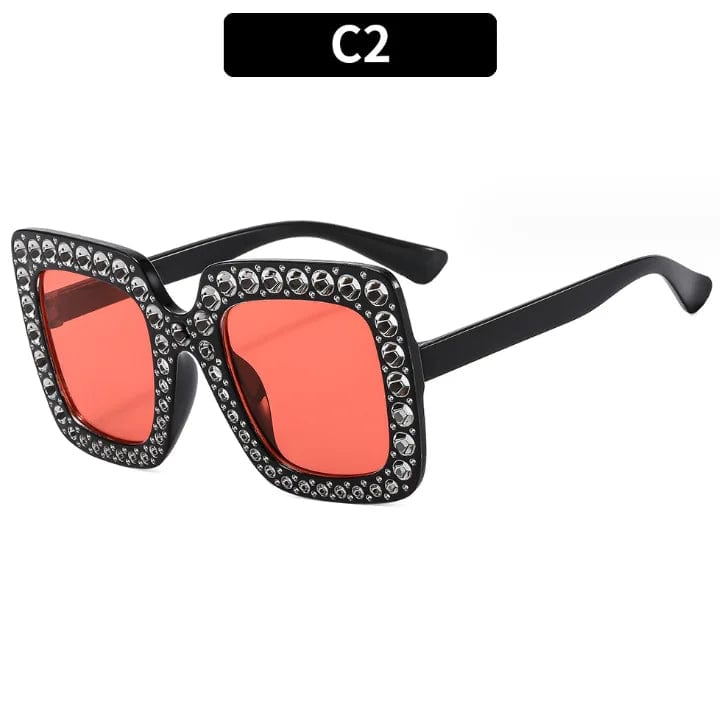 Luxury Oversize Retro Square Sunglasses with Rhinestone Bling: Newest Fashion for Women