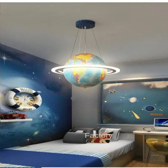 Modern Design Special 3d Printed Saturn Light Led Earth ceiling lamp creative chandelier for bedroom kids room