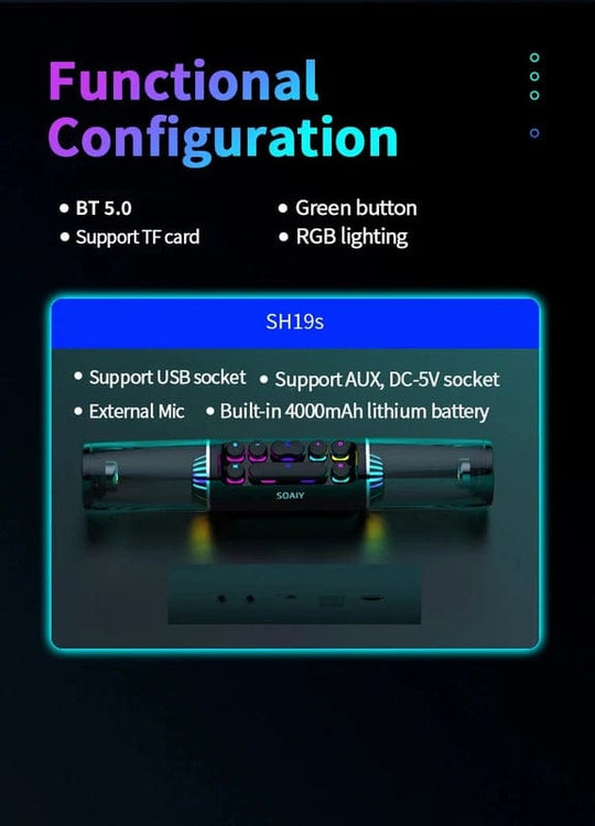 SH19S 3D Surround Gaming Speakers with Dezzle Colour Lights and Wireless TF Card Support