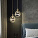 Small Globe Hanging Ceiling Light - LED Pendant Fixture with Cracked Glass Shade