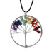 Embrace Serenity: Tree of Life Pendant Amethyst Rose Crystal Necklace for Chakra Harmony