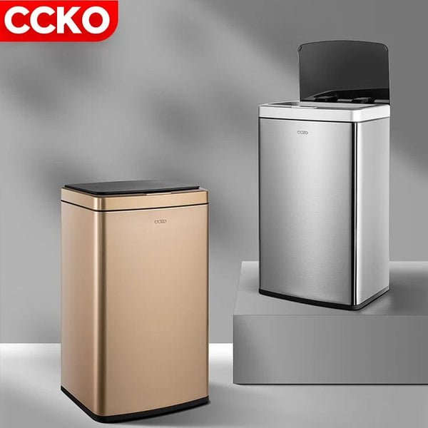 Luxury Redefined: 30L Gold Stainless Steel Smart Sensor Trash Can for Home, Hotel, and Restaurant