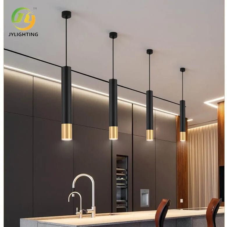 Aluminum Tube Pendant Light: Modern Black Brass