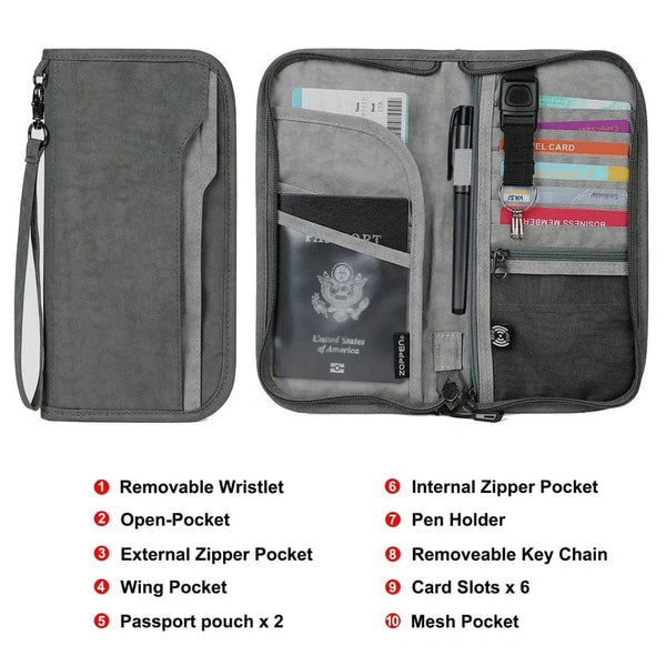 Smart airtag wallet rfid blocking key chain wallet travel passport organizer zipper case cards wallets
