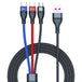 Nylon Braided 5A Super Fast VOOC charging Mobile Micro USB Cable 3 in 1 USB Charging Cable For iphone 12 Android