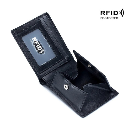 Contemporary Class: Carbon Fiber Leather Card Wallet - Bifold RFID Credit Card Holder