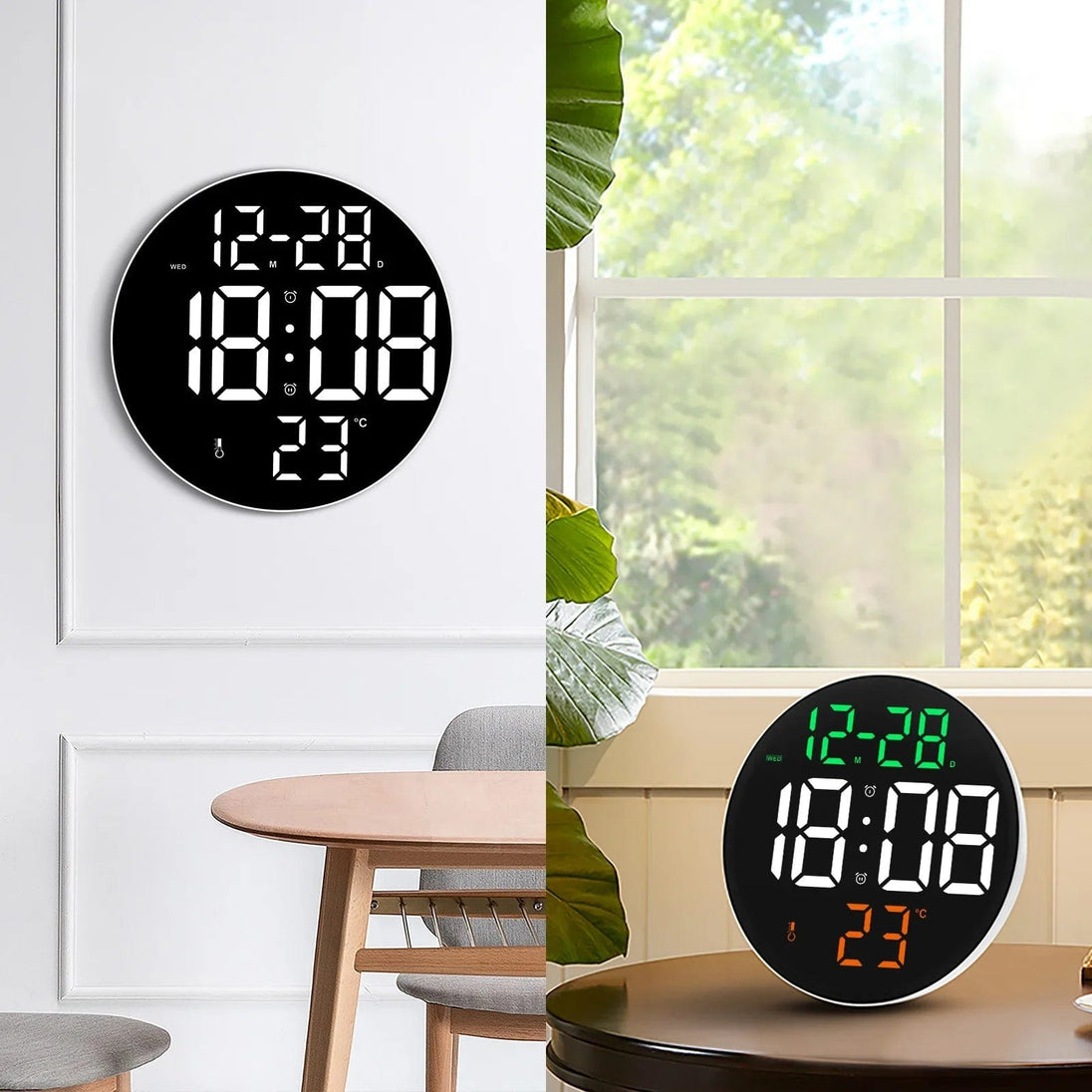 Modern Minimalist LED Digital Wall Clock: Enhance Home Decor with Calendar and Temperature Display