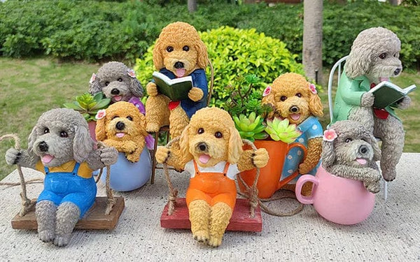 Playful Perfection: Hand-Painted Teddy Dog Resin Crafts, Not Easily Deformed