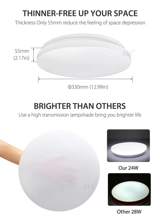 Smart Living, Bright Spaces: 12-Inch Round Shape Dimmable WiFi Ceiling Light - Voice Control for Modern Living Rooms.