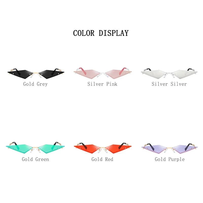 Fashion Rimless Cat Eye Sunglasses: Triangle UV400 Female Eyewear