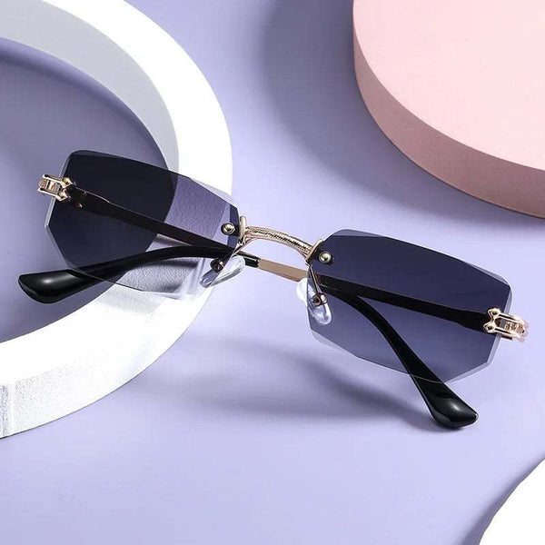 Trendy Polygon Rimless Sunglasses for Women - Fashionable Frameless Ins Sunglasses