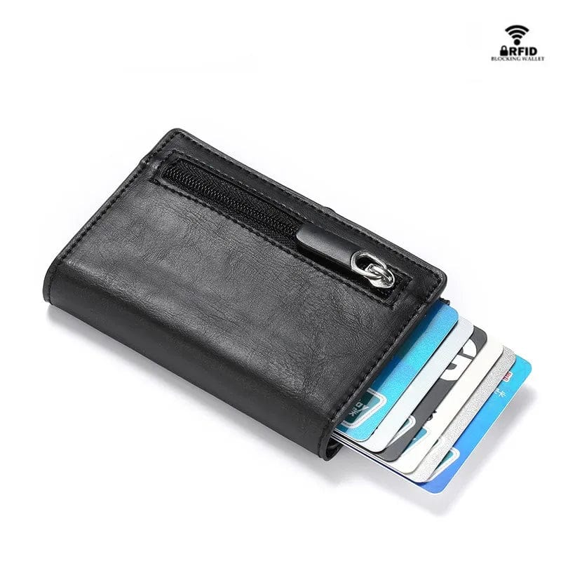 Streamlined Security: Smart Credit Card Holder in Carbon Fiber Wallet with Coin Purse