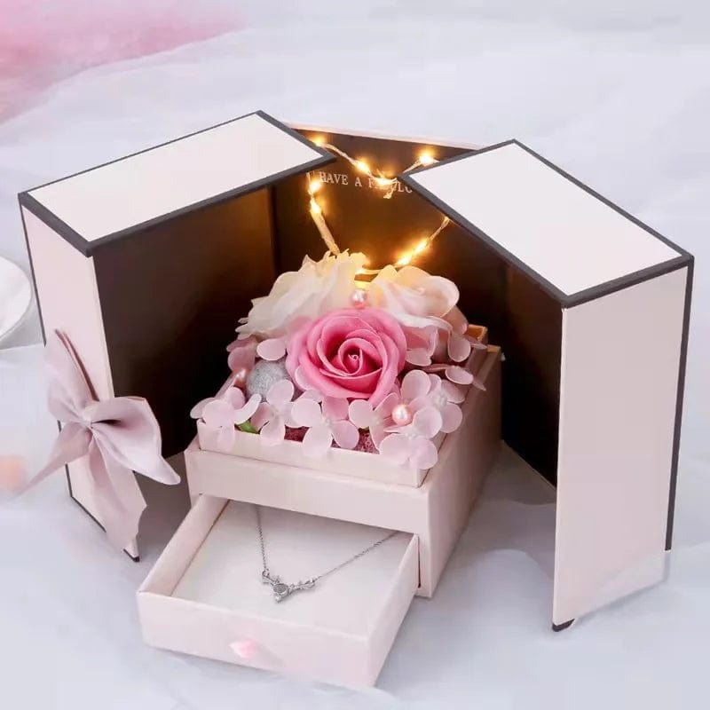 Eternal Romance: Pink Double-Door Soap Rose Gift Box for a Creative Valentine's Day